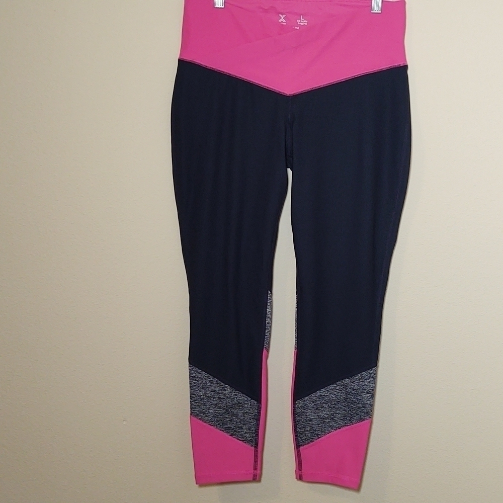Xersion Women's Workout Leggings Navy/Pink - Picture 2 of 6